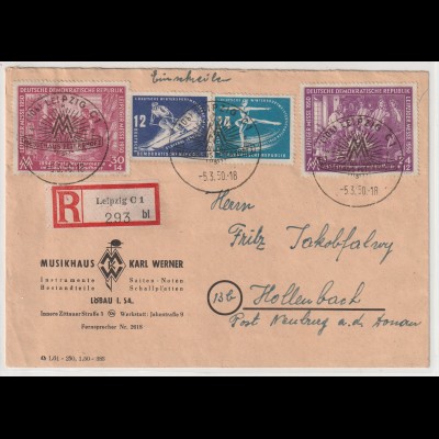 DDR-FDC: Lpz. Frühjahrsmesse 1950, gelaufener R-Brief