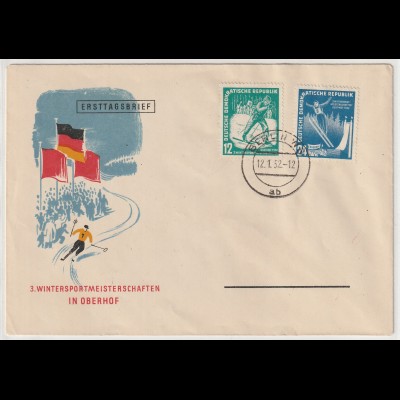 DDR-FDC: Wintersportmeisterschaft Oberhof (1952)