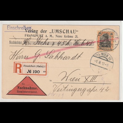 Dt. Reich: 88I auf eingeschriebener Nachnahme-Karte nach Wien