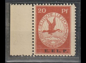 Flugpostmarke "E.EL.P." 20 Pfg. ** (MNH), Randstück, geprüft Brettl