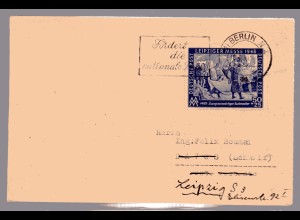 SBZ: Ausland-Brief mit EF. Mi.-Nr. 199 (Messemarke)