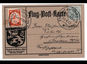 DR., Rhein-Main Flug.-Karte Mi.-Nr. I ab Worms 22.6.