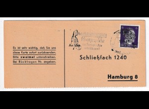 3. Reich: "Liebesgaben"-Bestätigungskarte 1943