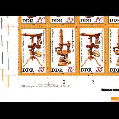 DDR: Optisches Museum 1980 im kompletten Zusammendruckbogen, **