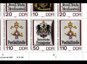 DDR: Posthausschilder 89 im kompletten Zusammendruckbogen, **