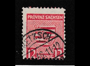 SBZ/Prov. Sachsen: 12 Pfg. Postmeistertrenng. A , gest., gepr.