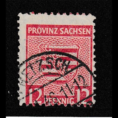 SBZ/Prov. Sachsen: 12 Pfg. Postmeistertrenng. A , gest., gepr.
