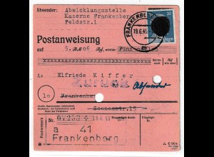 Sächsische Schwärzung Frankenberg auf Postanweisung