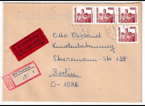 Einschreib-Eilbotenbrief mit 4x 100 Pfg. "Deutsche Post"
