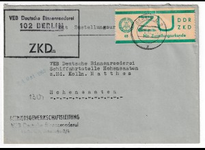 DDR: ZKD-Brief mit ZU 1