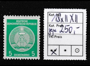 DDR-Dienst: Nr. 18 xII in seltener Wz-Variante XII, ** (MNH), geprüft