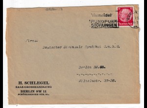 Dt. Reich: Ortsbrief mit EF Hindenburg 15 Pfg.