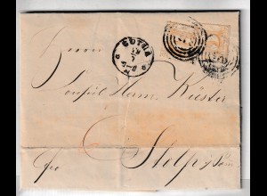 Th&T: Nr. 40 2x auf kompl. Brief ab Gotha, 1866