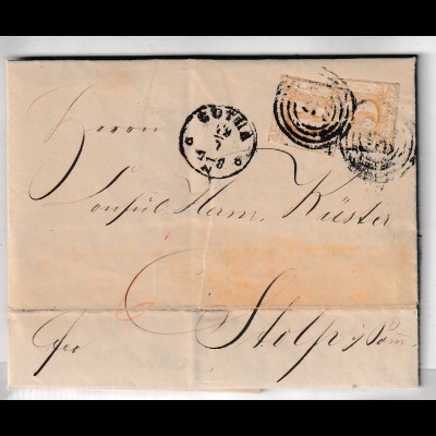 Th&T: Nr. 40 2x auf kompl. Brief ab Gotha, 1866