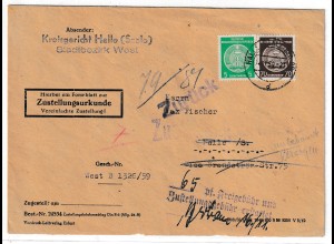 DDR Dienstmarke Nr. 41 auf Brief mit Zustellurkunde, geprüft
