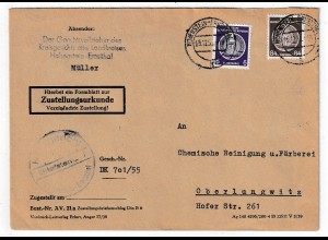 DDR Dienst Nr. 17 (84 Pfennig) auf Brief mit Zust.-urk., geprüft
