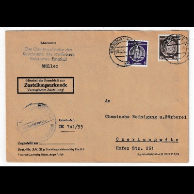 DDR Dienst Nr. 17 (84 Pfennig) auf Brief mit Zust.-urk., geprüft