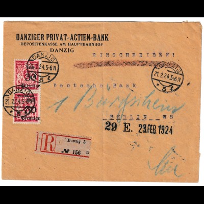 Danzig: Bankbrief nach Berlin