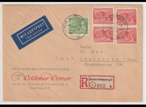 Berliner Bauten (I): Einschreib-LP-Brief mit Nr. 49 in senkr. Paaren