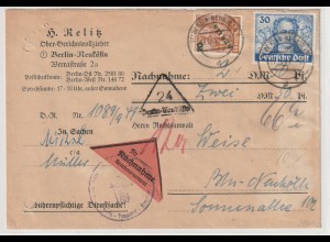 Berlin Goethe: Nachnahmebrief mit MiF 30 Pfg. Goethe, gepr.