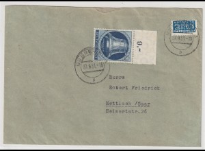 Berlin - Glocke links, 30 Pfg.EF auf Brief nach Mettlach/Saar
