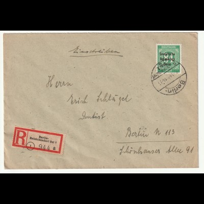 Berlin-R-Brief mit 84 Pfg. SBZ-Aufdruck