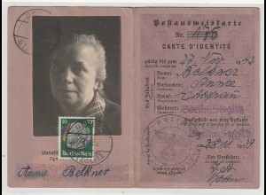 DR: Postausweis, frankiert mit 50 Pfg. Hindenburg