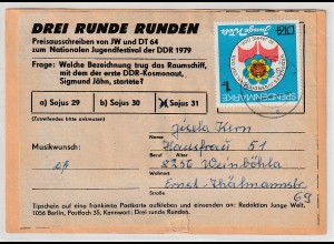 DDR: Spendenmarke auf Tipschein, abgestempelt