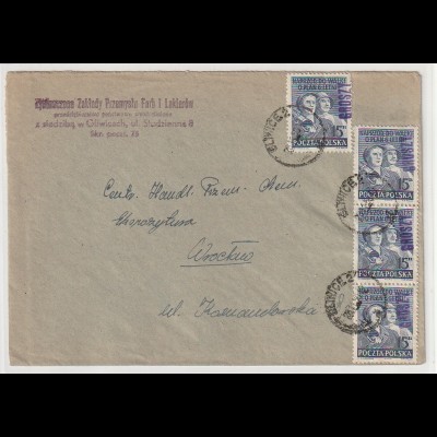 Polen: Bedarfsbrief mit Groszy-Überdruckmarken (1950)