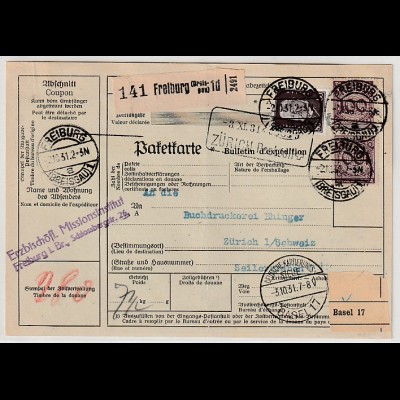 DR: Kompl. Auslands-Paketkarte mit u.a. 80 Pfg. Hindenburg