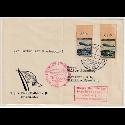 Zeppelin-Brief "Ausgefallene Deutschlandfahrt" 1. Mai 37