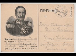 Feldpostkarte 1. WK mit Kaiser-Bild