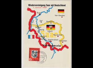 Saarland: Ereigniskarte Wiedervereinigung Saar mit Dtschld. 1957