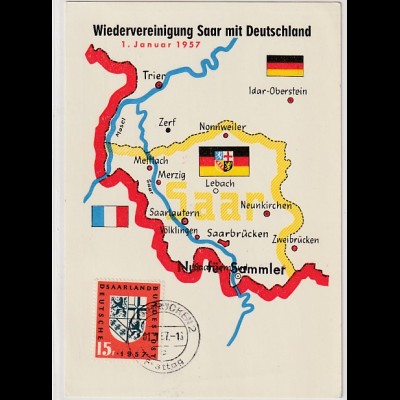 Saarland: Ereigniskarte Wiedervereinigung Saar mit Dtschld. 1957