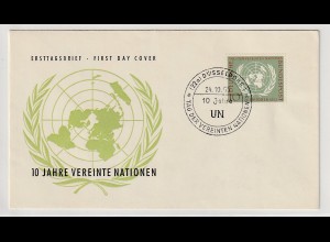 Bund: FDC: 10 Jahre UNO, 1955