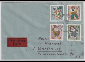 Berlin, FDC Mi.-Nr. 373-6 gelaufen mit Ak-St.