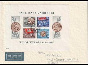 DDR Karl-Marx-Block 9B auf Brief, geprüft