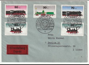 Berlin: "Lokomotiven 1975", FDC, gelaufen als Eil-Satzbrief