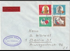 Berlin: "Frau Holle 1967" FDC, als Eilbrief gelaufen.