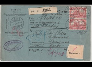 DR: Paketkarte nach Mexiko 1906, geprüft 