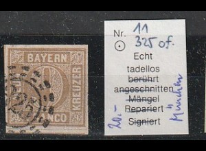 Bayern: Nr. 11, off.. Mühlradstpl. 325, gepr. Sem