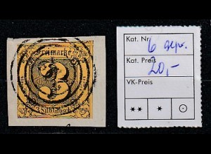 Thurn&Taxis: Nr. 6, zentr. Nrnstempel 292, auf Briefstück, gepr. Sem