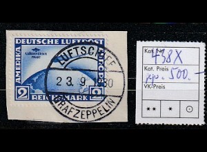Südamerikafahrt 2 Mark auf Briefstück, WZ X, geprüft