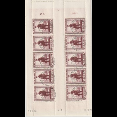 Saarland Tag der Briefmarke 1955 im Kleinbogen, gest.