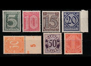 Dt. Reich Dienstmarken 16 - 22, postfrisch (MNH)
