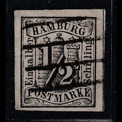 Hamburg Nr. 1, gestempelt, Befund Mehlmann BPP