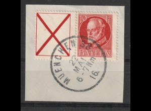 Bayern Zusammendruck W6 auf Briefstück