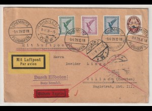 Eilboten/Luftpostbrief nach Österreich mit u.a. Mi.-Nr. 429