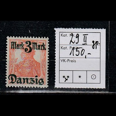 Danzig: Aufdruckmarke 29 in Type II, ** (MNH), bestgepr. Gruber BPP