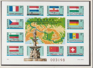 Ungarn - Block 128 B (Donau-Kommission), geschnitten, ** (MNH)